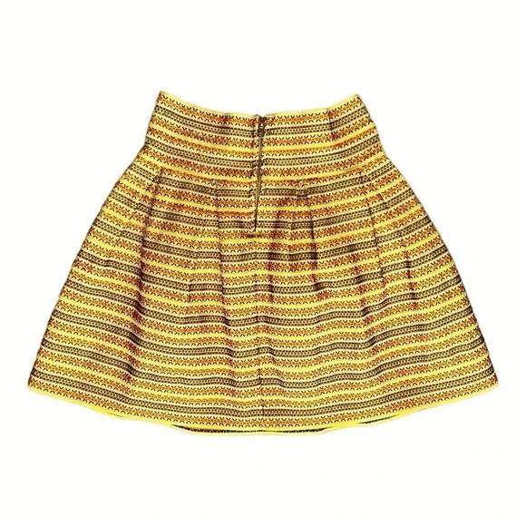 BEULAH STYLE Yellow Elastic Band Skirt Short Multicolor Stripe Lined sz L - Picture 2 of 7